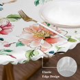 thumbnail image 3 of Pink Green Botanical Round Tablecloth, Fitted Table Cover with Elastic for 45"-54" Round Tables, Summer Watercolor Branch Flower Table Cloth Outdoor Indoor Dinning Party Waterproof Tablecloths, 3 of 7
