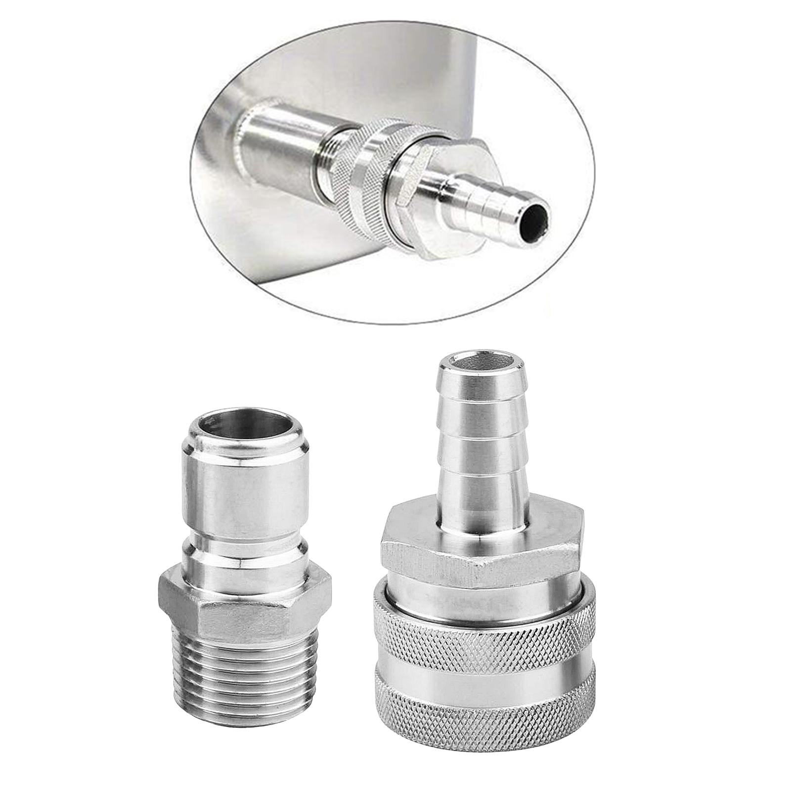 Fenteer Stainless Steel 1/2 MPT Male Barb Female Quick Disconnect Set Homebrew Fittings Beer Equipment Replacement 