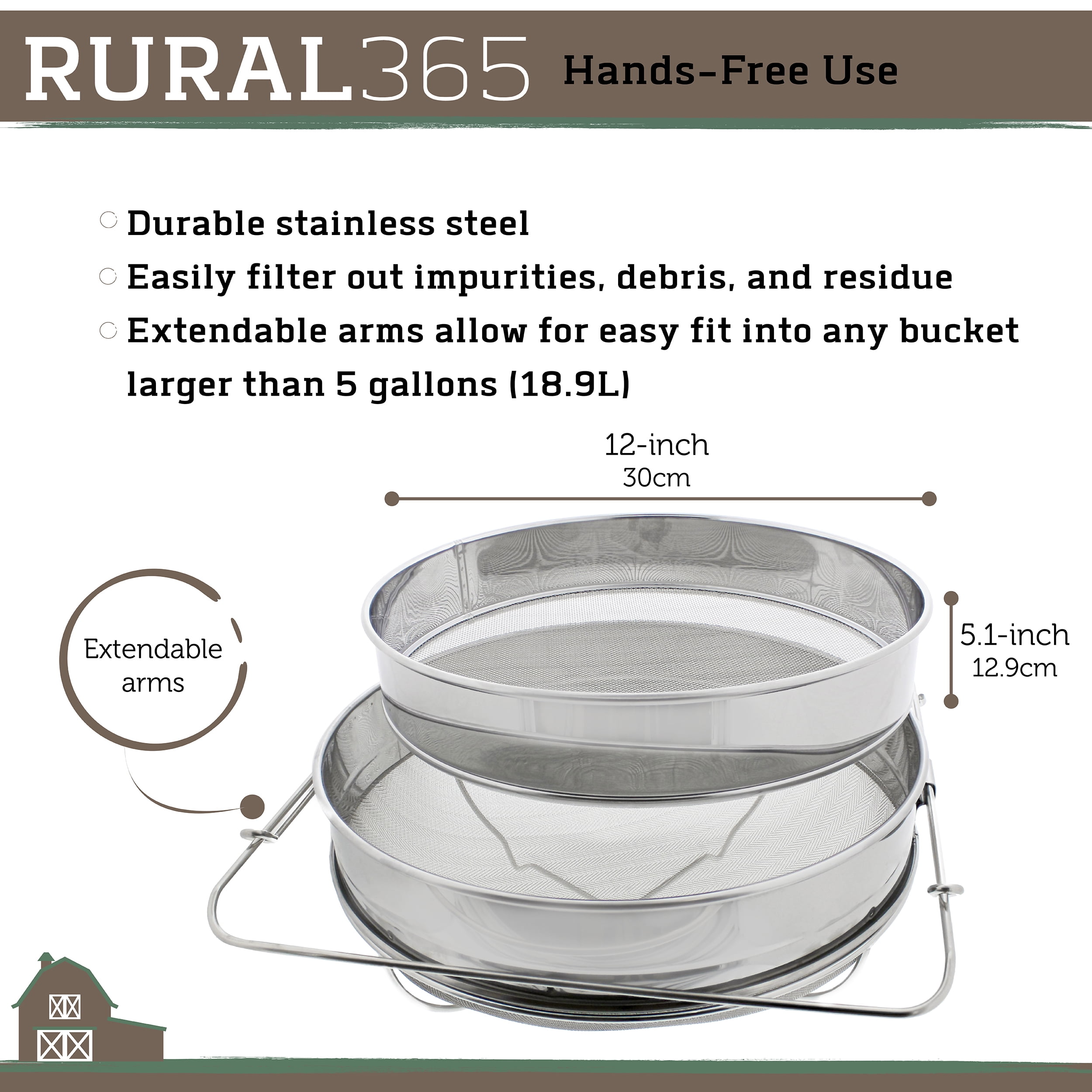 Rural365 Honey Strainer Bags - 5 Gal Bucket 400 Micron Honey Filter Bags,  2pk