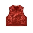 thumbnail image 3 of Xnihocha Kids Girls Sleeves Turtleneck Metallic Crop Top for Ballet Dance Gymnastic Athletic Sports Red 12, 3 of 7