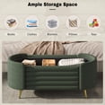 thumbnail image 3 of GZXS Modern Upholstered Storage Bench, 44.9" Chenille Fabric Oval Ottoman Seating with Hidden Compartment and Metal Legs, Easy Assembly, Green, 3 of 10