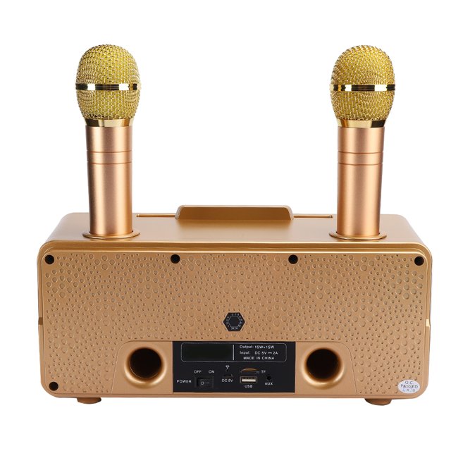 Conjunto de Sistema de Micrófono de Karaoke Portátil, con Micrófono Inalámbrico Dual, Bluetooth 4.2, Tarjeta de Almacenamiento, AUX, Disco Flash USB para Karaoke en Casa, Reuni Partes Electronicas Octpeak No