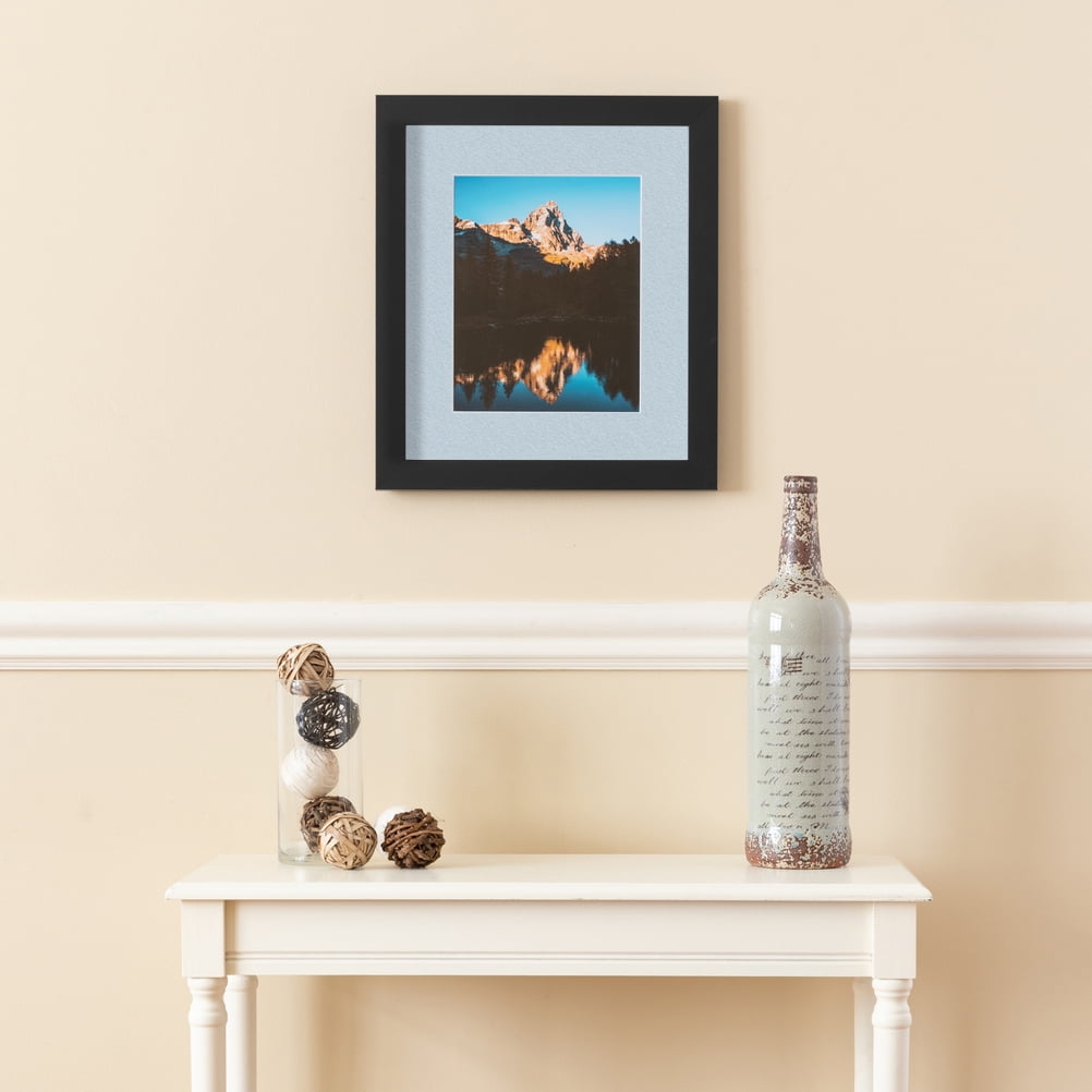 ArtToFrames 16x22 Matted Picture Frame with 12x18 Single Mat Photo Opening Framed in 1.25 Satin Black and 2 Baby Blue Mat (FWM-3926-16x22)