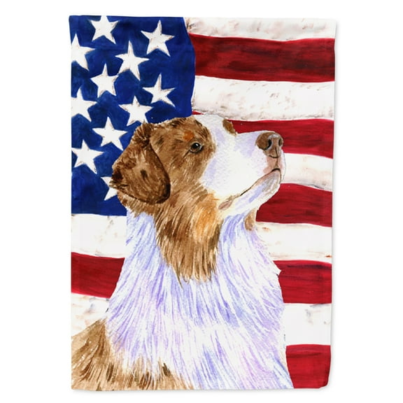 Carolines Treasures SS4252-FLAG-PARENT USA American Flag with Australian Shepherd Flag  multicolor