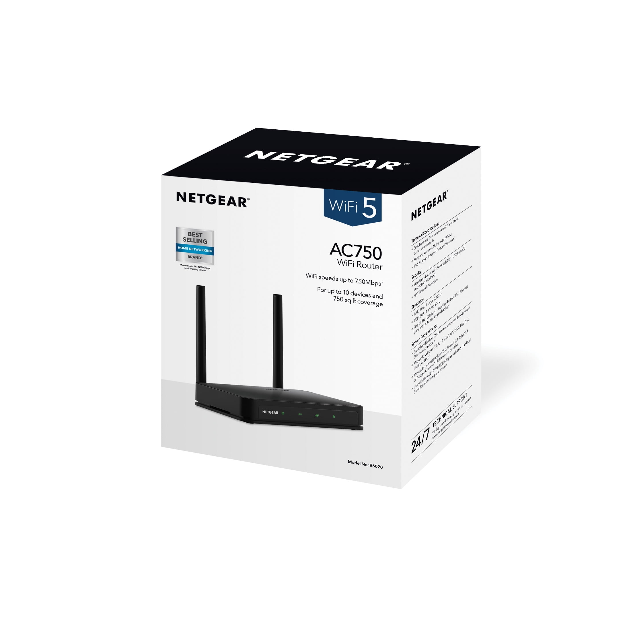 Stereotype Retired Foresee NETGEAR - AC750 WiFi Router, 750Mbps (R6020) - Walmart.com
