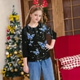 thumbnail image 6 of YUNAFFT Girls Christmas Print Casual 3/4 Sleeve Round-Neck Blouses & Shirts Cotton-Like Comfort Fit Elastic 4-14Y, 6 of 7