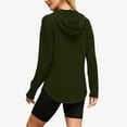 thumbnail image 4 of Women's Ribbed Knit V-Neck Hoodie Lightweight Pullover Sweater with Drawstring Hood and Front Pocket Relaxed Fit Casual Fall Layering Top, 4 of 7
