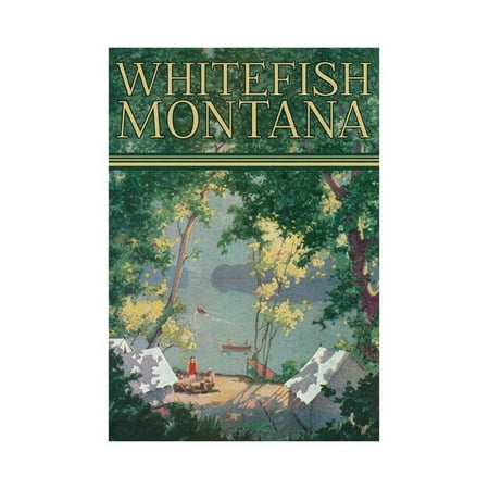 Whitefish, Montana - Scenic View of a Campground by a Lake - Poster Print Wall Art By Lantern