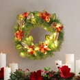 thumbnail image 5 of Surpdew Christmas Wreaths For Front Door, Christmas Wreath With Lights Cotton Berries Cones Pine Needles, Christmas Door Wreath For Home Door Wall Party Christmas Decorations C-With Light 16Inch, 5 of 6