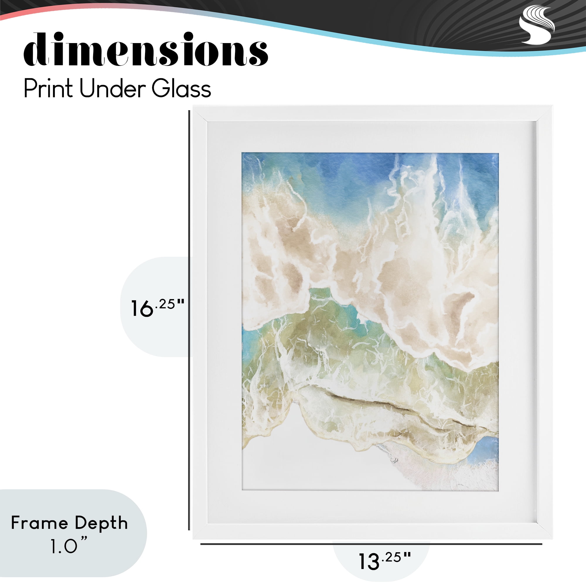 Stupell Industries Washed Away Tide Abstract White Framed Print Under Glass, design by Jesse Keith