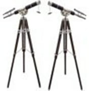 Thor Instruments Vintage Brass Double Barrel Telescope Covered Leather Marine with Wooden Tripod Stand Gift Rustic Vintage Home Decor Gifts