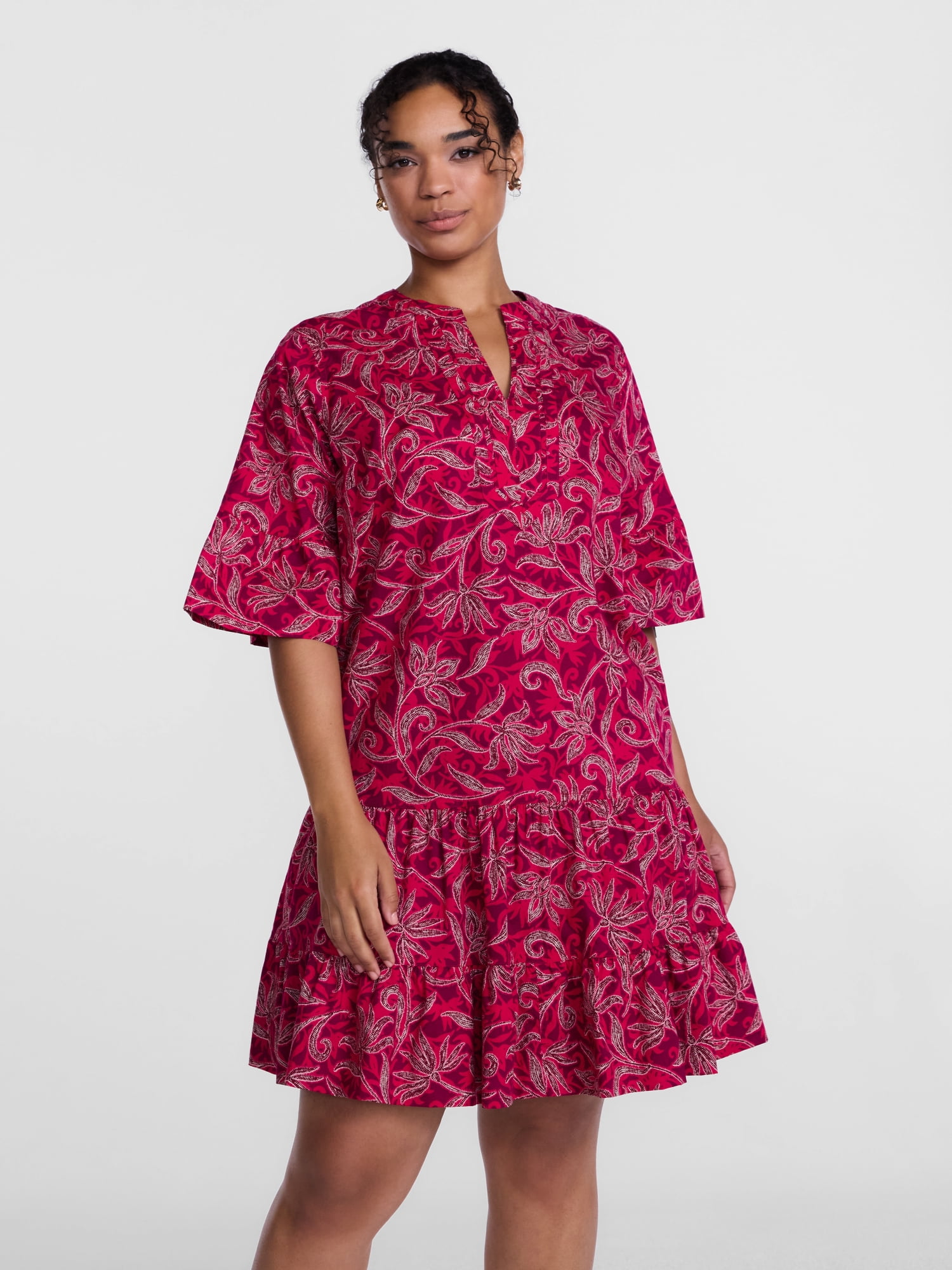 Scenario Women's and Women's Plus V Neck Mini Dress with Flutter Sleeves, Sizes XS-4X
