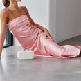 thumbnail image 3 of Vestido Vestido palabra de honor sin espalda con aberturas de satén Ygjytge para Mujer Rosa T S, 3 of 8