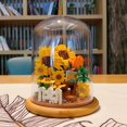 thumbnail image 3 of Girasol, ramo de flores artificiales, bloques de construcción para decoración de habitaciones y oficinas, adultos, regalo del día de San Valentín, 3 of 5