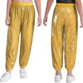 thumbnail image 5 of inlzdz Kids Girls Sequin Hip Hop Jazz Street Disco Dance Pants Performance Bloomers Sweatpants Party Harem Trousers Gold 160, 5 of 6