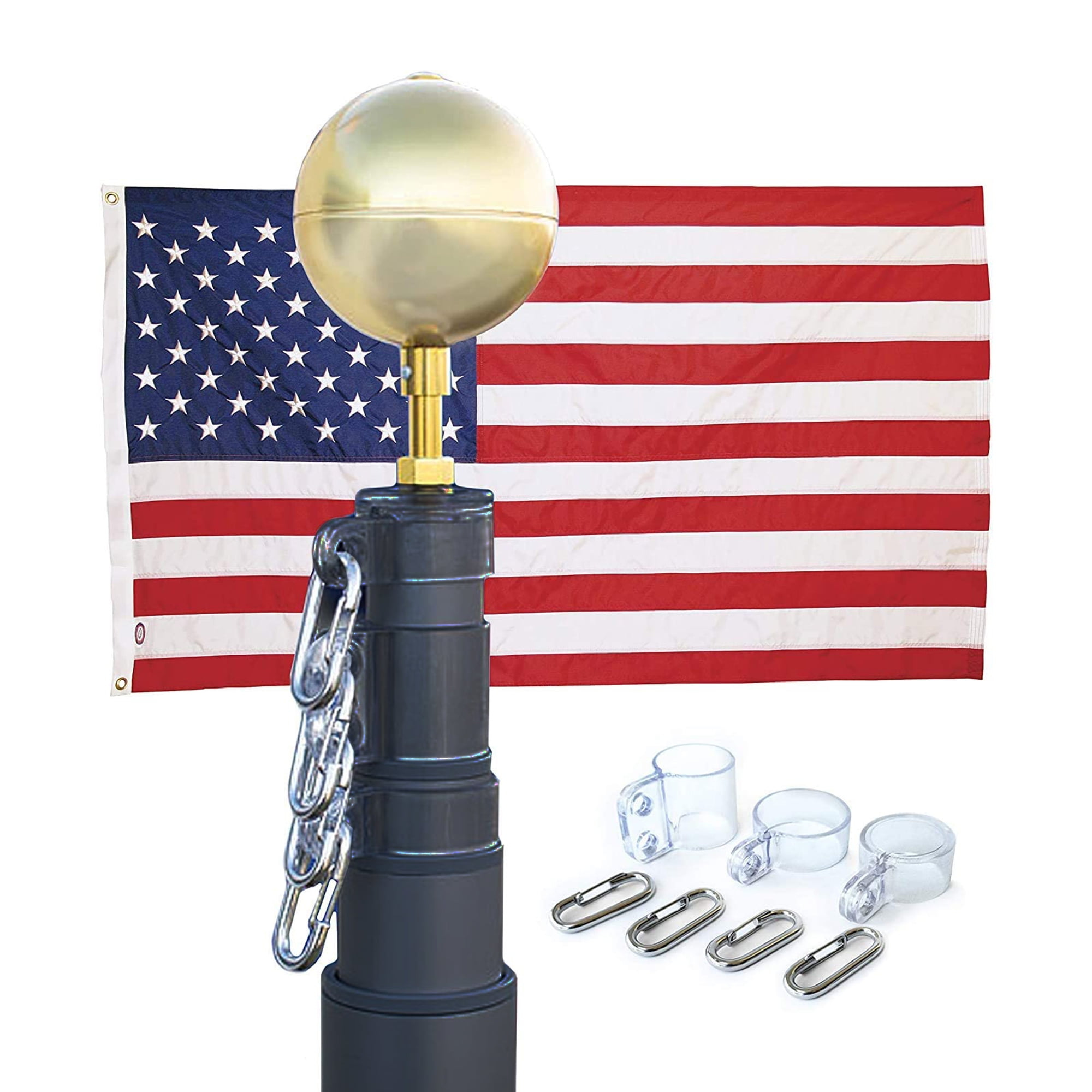 Concord American Flagpole American Elite Telescoping Flagpole, 20ft