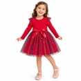 thumbnail image 3 of Gaexia Girls Christmas Dresses Gradient Star Mesh Dress Long Sleeve Party Formal Outfit Ages 1-7 Toddler Kids Winter Holiday Celebration Wear, 3 of 7