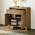 thumbnail image 2 of Modern Farmhouse Dining Table Sideboard – Buffet Cabinet with Adjustable Shelf, 2 Doors & Drawer, Multi-Purpose Console for Kitchen, Entryway, Coffee Bar – Walnut Color, 2 of 8