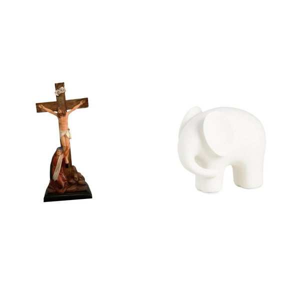 Estatua católica,Colección religiosa de la estatua de la Virgen María,Figura de la cruz de Jesús Escultura católica decoración,Figura de elefante,Estatua de elefante,figura decorativa de