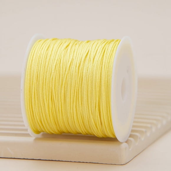 Zhuge Cordón de nailon para pulseras, cordón de seda satinada con forma de cola de rata, cordón sedoso para abalorios, pulseras trenzadas, collares, fabricación de joyas (amarillo claro)