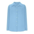 thumbnail image 5 of Work Tops for Womens Dressy Casual Long Sleeve Button Down Shirts Collared Comfort Business Office Blouses, Light Blue, M, 5 of 7
