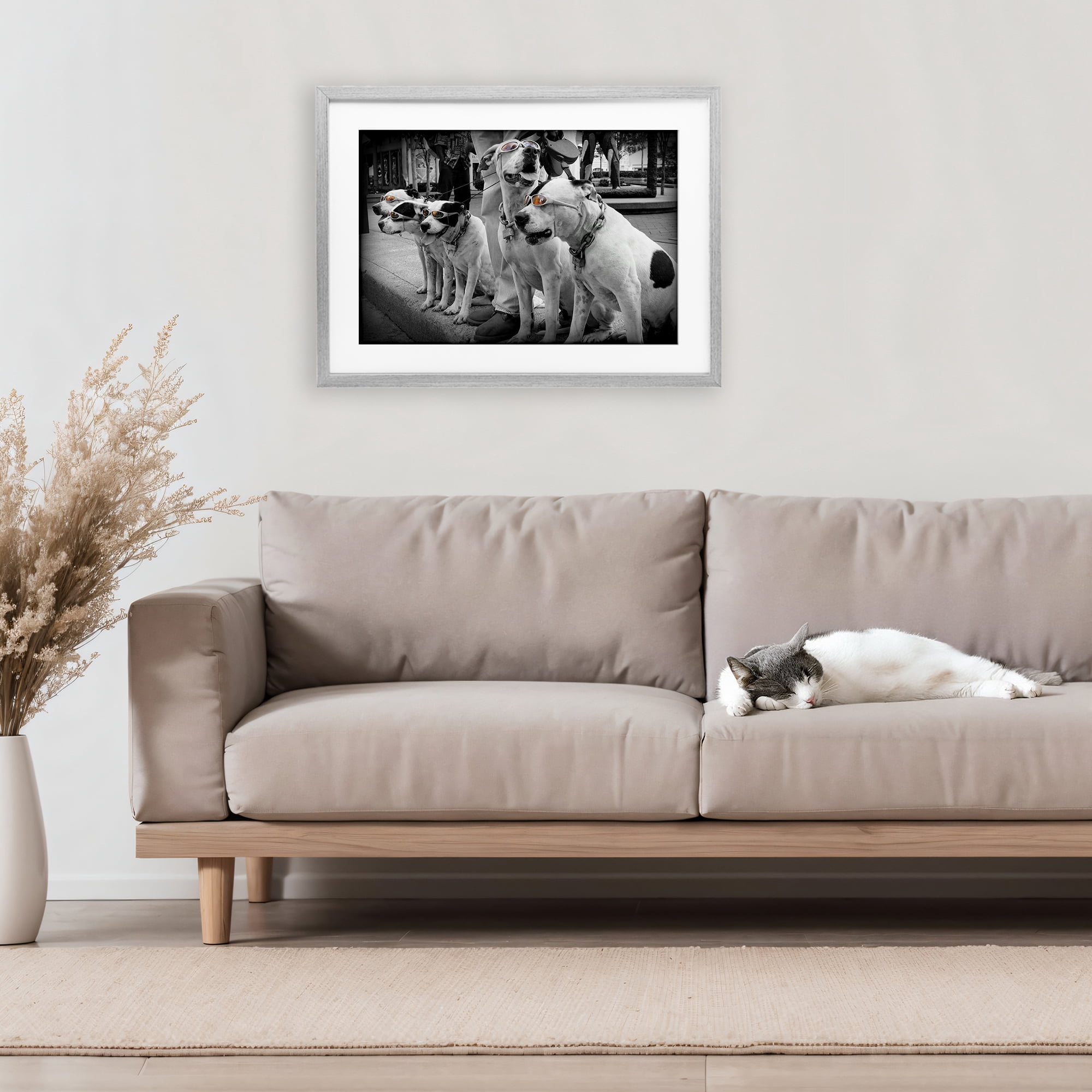 Stupell Industries Afternoon Stroll Pups Gray Framed Print Under Glass, design by Scott Henderson