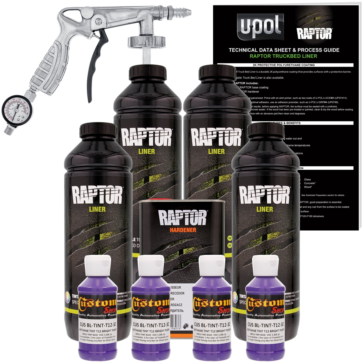 Snapklik.co : U-POL Raptor Tintable Truck Bed Liner Kit w/Spray Gun 4