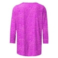 thumbnail image 5 of Elvqul Womens Tops Crew Neck Hot Pink Plus Size 3/4 Sleeve Graphic Pullover Comfortable Young Adult Blouses Tops, 5 of 5