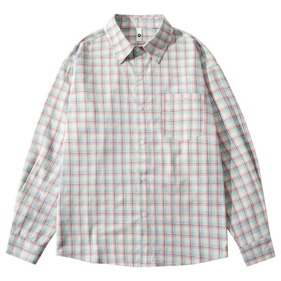 Aimik Mens Flannel Shacket Jacket Casual Plaid Wool Blend Button Down Long Sleeve Shirt 2025 Fall Clothes-Pink L