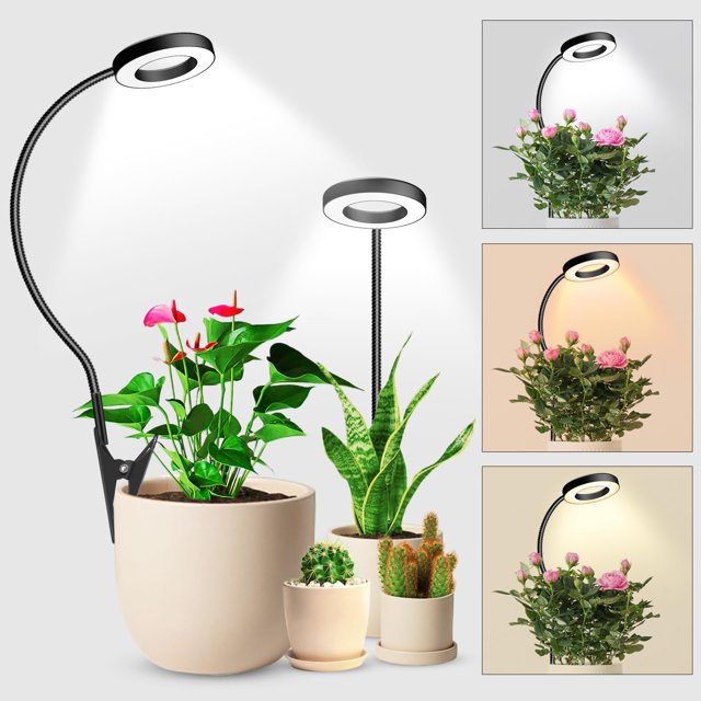 wolezek Paquete de 2 Luces LED de Cultivo de Espectro Completo con Cuello de Cisne 360°