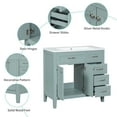 thumbnail image 4 of 36" Modern Bathroom Vanity Set with White Sink Top, Large Storage Cabinet with Tapered Wood Legs and Slides Drawers, Green, 4 of 9