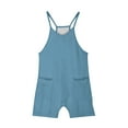 thumbnail image 6 of Girls Loose Overalls V Neck Sleeveless Romper Spaghetti Strap Harem Short Pants Jumpsuits, 6 of 7