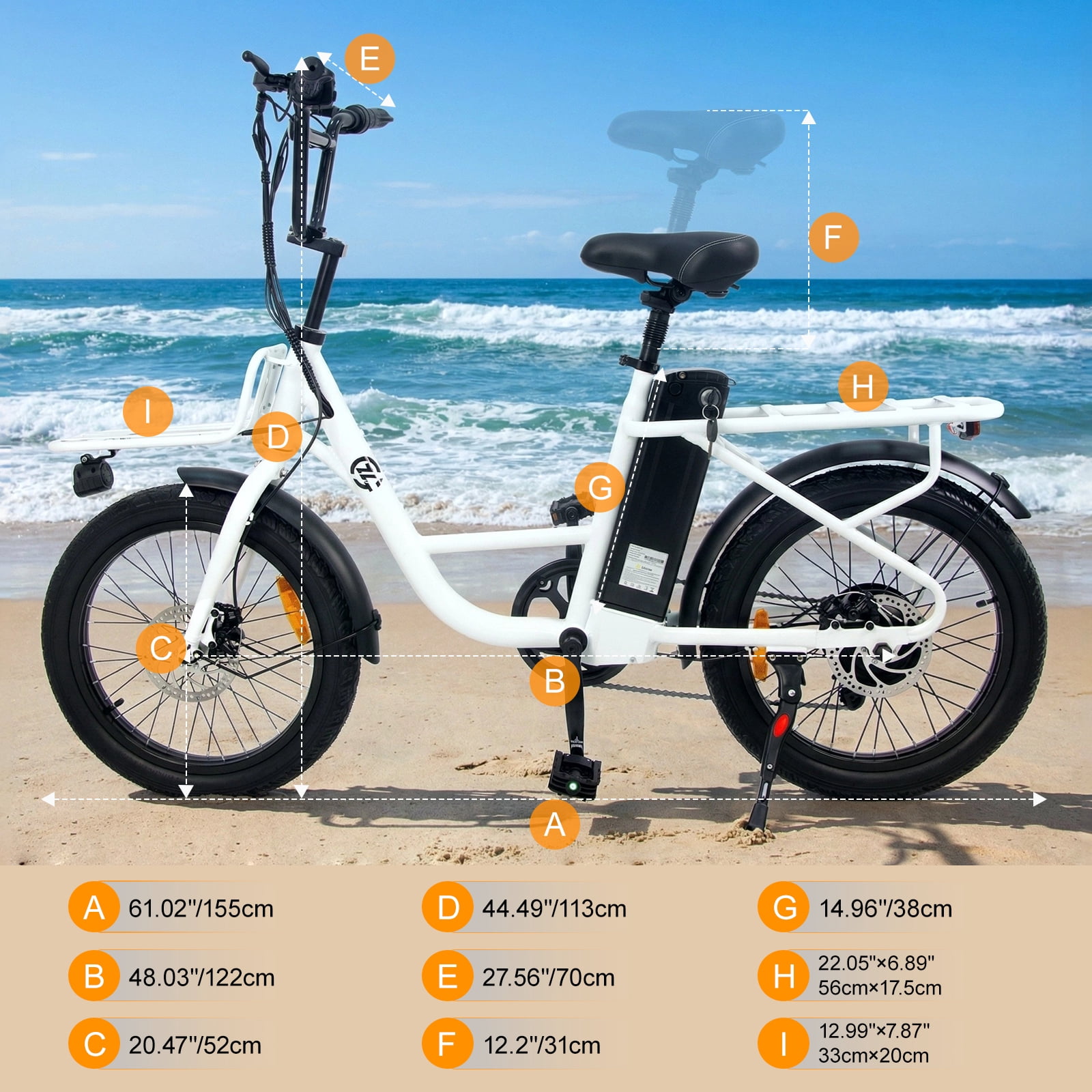 Zoonlai Electric Bike for Adults,750W Motor 48V 10Ah Removable Battery,20" Fat Tire,City Urban Commuting Bicycles,UL2849