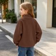 thumbnail image 5 of Hzzrkos Girls Corduroy Mock Neck Sweatshirt Long Sleeve Casual Pullover Tunic Top Soft Textured Shirt with Side Slit Hem Relaxed Daily School Travel Wear Brown, 5 of 6