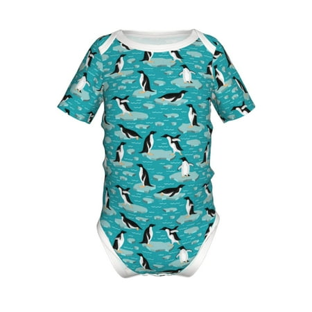 

Lukts Penguins On The Ice In The Sea Print Baby Short Sleeve Romper Onesie for Newborn Baby Boys and Girls-9M