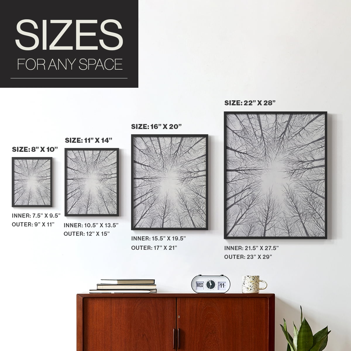 Deciduous Canopy II Framed Print in Black Solid Wood Framed Print No Nail Hanging