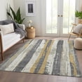 thumbnail image 5 of HomeRoots 623491 3 x 5 ft. Gold & Gray Striped Washable Transitional Indoor & Outdoor Rectangle Area Rug, 5 of 9