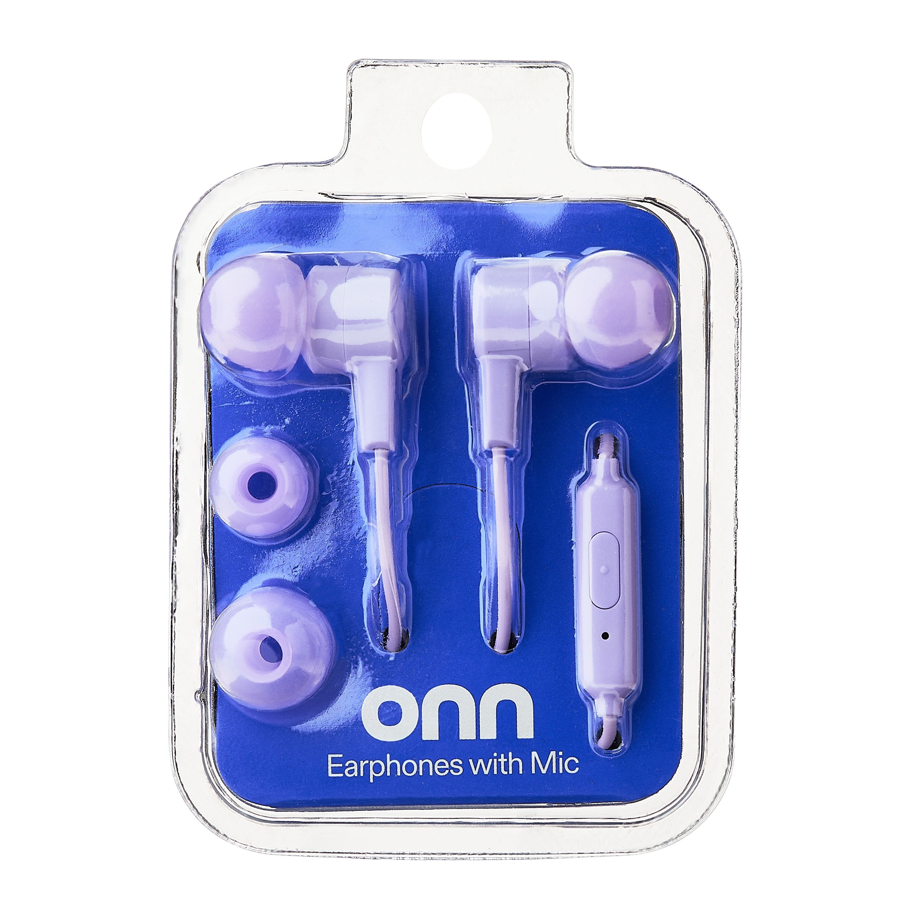 onn Lilac Wired In-Ear Earphones with Built-in Microphone
