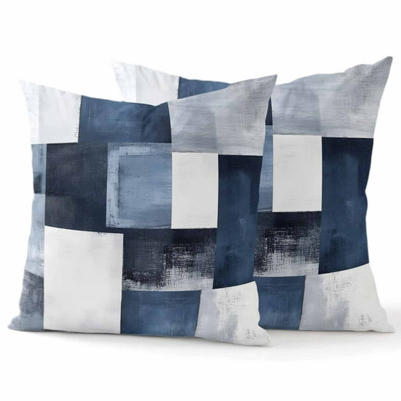 Decorative Throw Pillow Covers 16x16 Inch Set of 2 Navy Blue Black Home Decor Pillow Cases for Couch, Ombre Modern Abstract Cushion Case for Living Room Bedroom Bed Car Chair