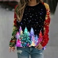 thumbnail image 2 of Women's 2025 Christmas trees Print Sweatshirt Crewneck Long Sleeve Holiday Pullover Funny Xmas Top for Fall, 2 of 4