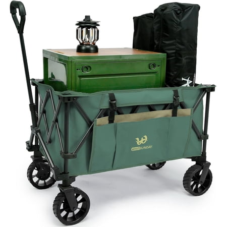 Whitsunday Folding Collapsible Utility Camping Park Wagon Cart Heavy Duty Wagon Outdoor Park Beach Wagon Cart, Utility Grocery Wagon for Camping Sports Outdoor Shopping
