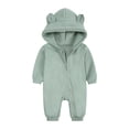 thumbnail image 2 of Curuila Baby Girls Jumpsuits Long Sleeve Solid Color Hooded With Ears Zipper Romper For Baby Everyday Wear Fashionable Clothes Green Size 3-6 Months, 2 of 4