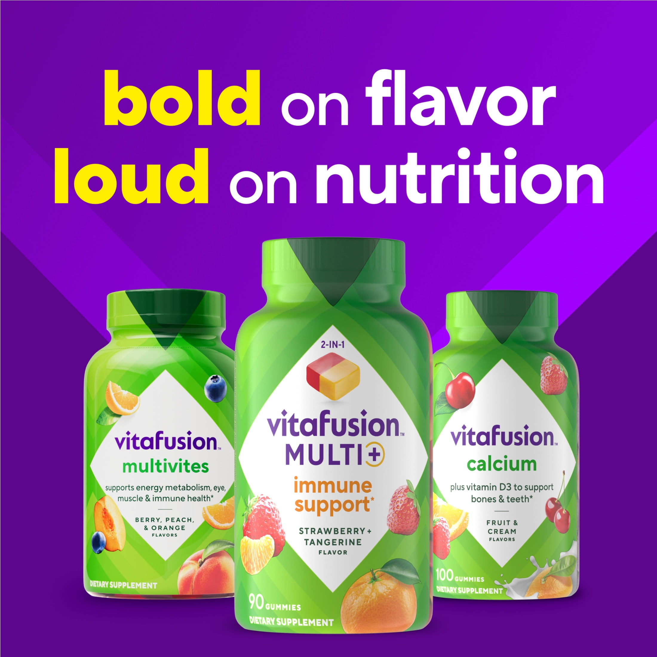 Vitafusion Multi+ Immune Support* – 2-in-1 Benefits & Flavors – Adult Gummy Vitamins with Vitamin C, Zinc, Daily Multivitamins, 90 Count