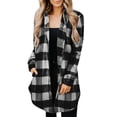 thumbnail image 3 of Abrigo Con Cuello De Solapa A Cuadros Para Mujer, Chaqueta A Cuadros De Mujer Cómoda De Un Solo Pecho Para Lavado A Máquina De Longitud Media Para Uso Diario ANGGREK Otros, 3 of 4