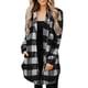thumbnail image 3 of Chaqueta A Cuadros Para Mujer, Abrigo Acogedor Con Cuello De Solapa A Cuadros Para Mujer, Manga Larga, Lavado A Máquina Con Bolsillos Para Uso Festivo ANGGREK Blanco XXL, 3 of 4