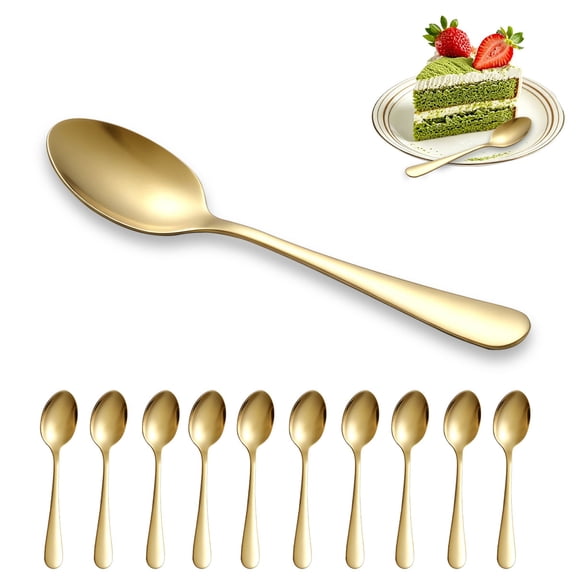 ReaNea Gold Demitasse Espresso Spoons 12 Pieces 5.5", Titanium Golden Plated Metal Stainless Steel Mini Spoon Cutlery Set for Coffee, Dessert, Ice Cream, Home, Restaurant Cafe, Party, Wedding