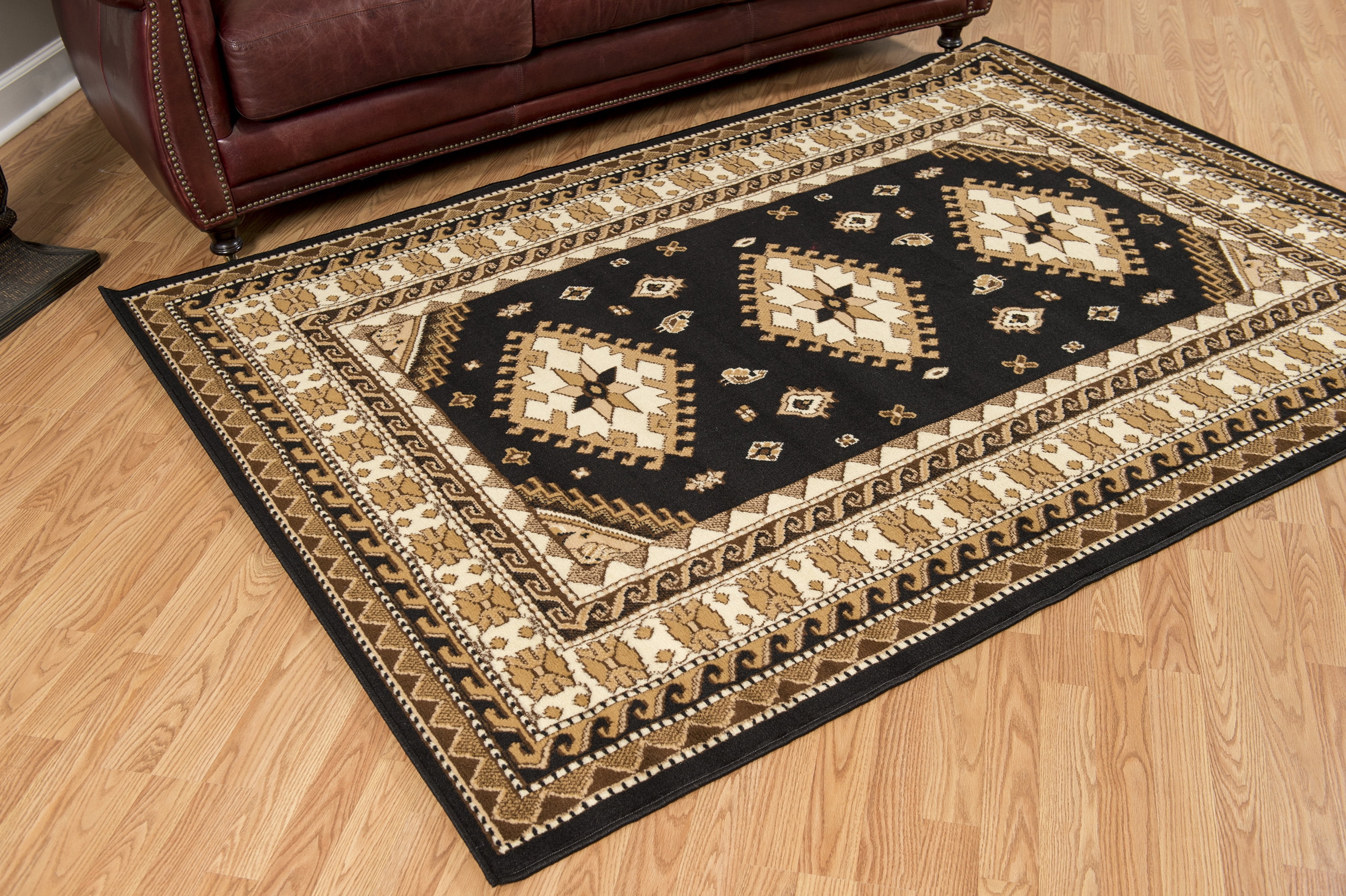 United Weavers Plaza Fleur Runner Rug, Bordered Pattern, Black, 2'3 X 7'2"