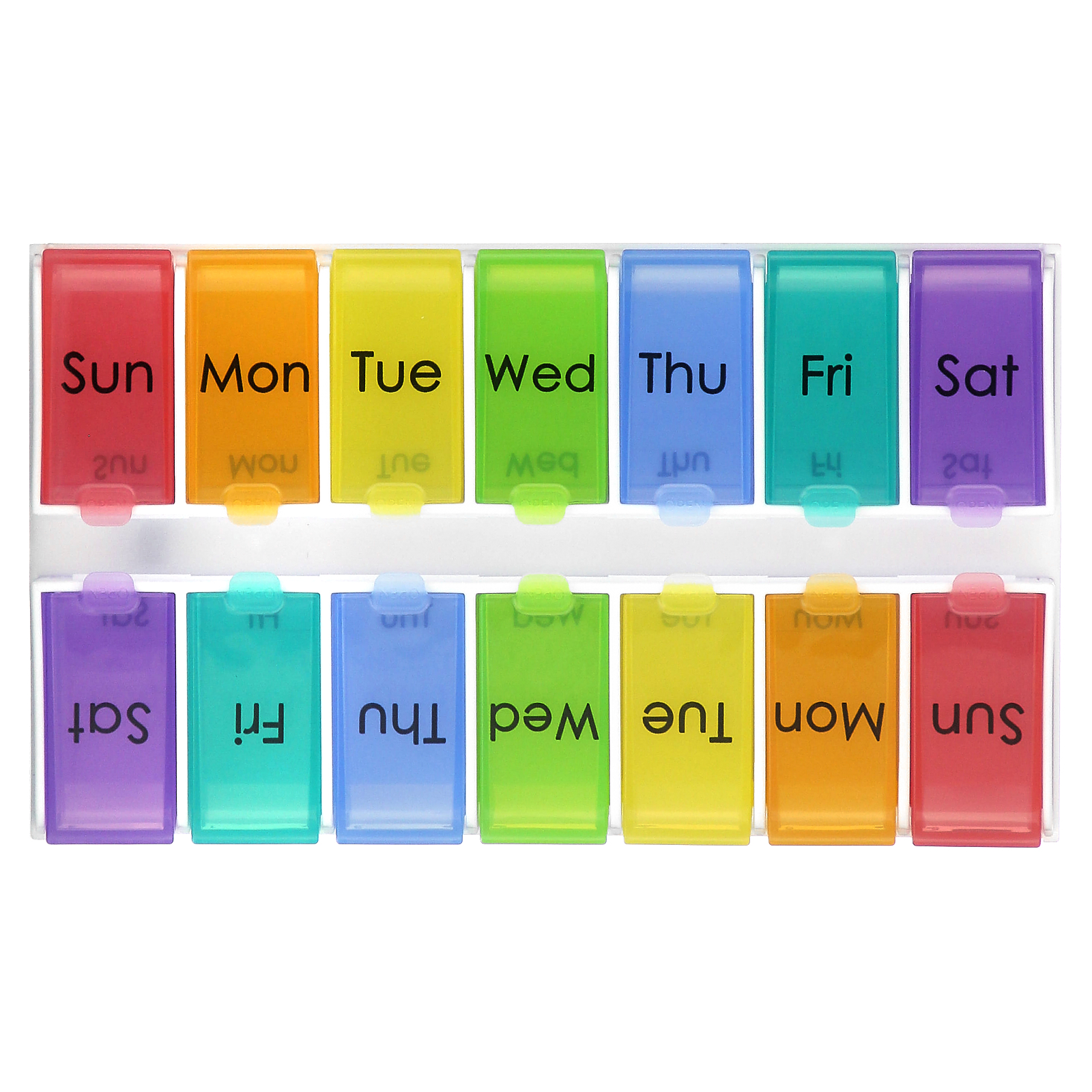 Ezy Dose Ezy Fill Weekly 14-Day Pill Organizer, Pop-Out Compartments, Rainbow