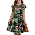 thumbnail image 4 of KISSMODA Girls Dress Casual Round Neck A Line Ruffle Sleeve Knee Length Dresses 4-13 Years, 4 of 4