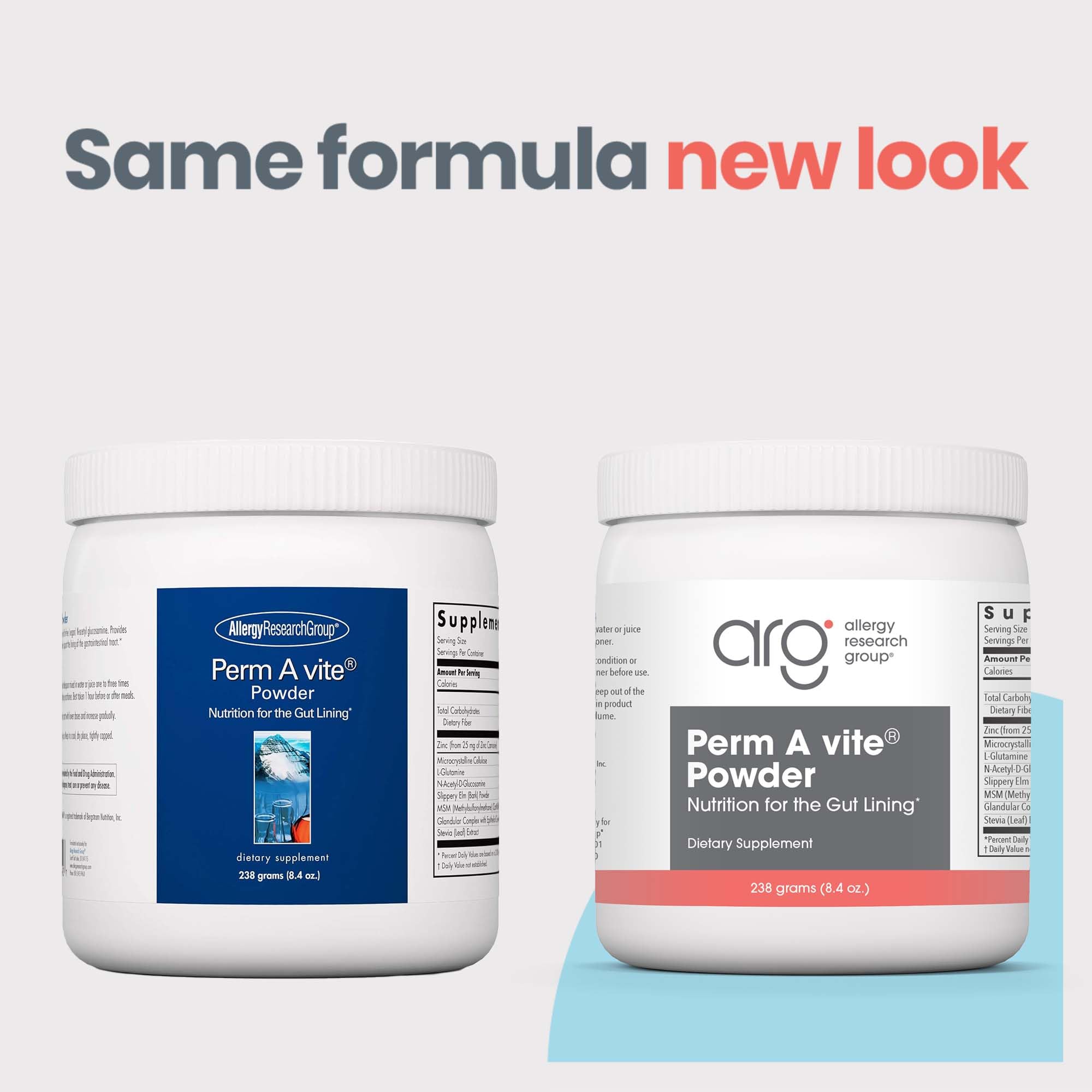 ARG Perma-Vite Powder - L-Glutamine & Slippery Elm Gut Health Powder - Gastrointestinal & Gut Lining Support - Hypoallergenic - 37 Servings - 8.4 oz